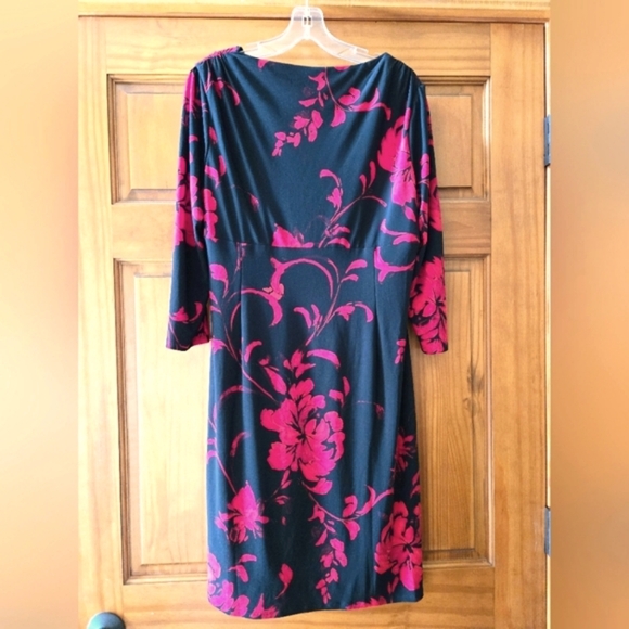 RALPH Lauren Black and Red Floral Dress Size 14 - Picture 2 of 3